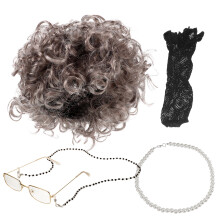 1 Set Perücke Mit Brille Halskette Brillenkette
