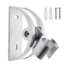 Brusehovedholder, justerbart aluminiumsmonteringsbeslag til 3/4 tommer stang, kraftigt design med selvklæbende montering til glatte vægge