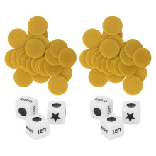2er-Set Würfelspiel (links, rechts, Mitte), Kunststoff, gelb, Familienspaß