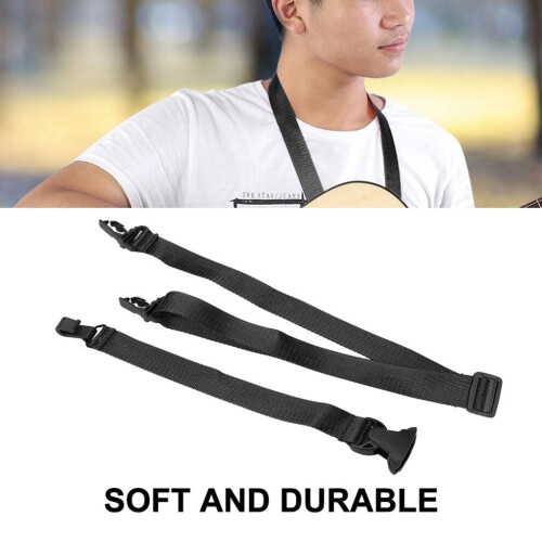 Sangle de ukulélé en nylon noir - Fixation par pression, réglable de 71 cm à 93 cm
