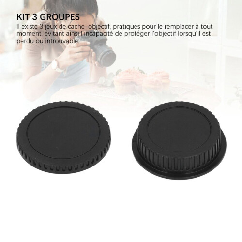 3 Sets Camera Lens Cover Dustproof Protective Front & Rear EF Mount ABS 2