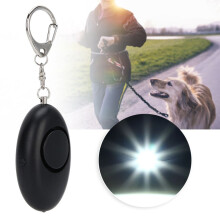 Llavero con alarma de seguridad de 130 dB y luz LED para mujeres y personas mayores, color negro
