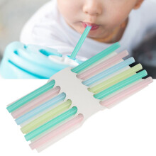 6 stuks zachte, herbruikbare siliconen drinkrietjes, flexibele rietjes voor kinderen ouder dan 6 maanden