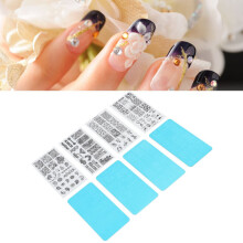 Plaque de stamping pour nail art français en acier inoxydable (lot de 4) avec films transparents pour