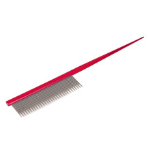 Ergonomischer Hundekamm, robustes Aluminium & Stahl, 18,3 x 2,7 cm, Rot