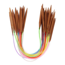 Färgglada 40 cm plaströrsnålar i bambu med dubbel ringformad design