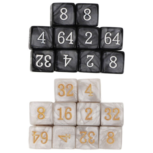 Numbered Dice Set: 20pcs Pearl White Black for Educational Games 1