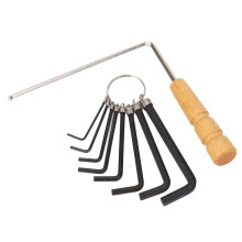 Halsstabschlüssel- und Innensechskantschlüssel-Set für Gitarren, Metall und Buchenholz, 1,5 mm–6 mm