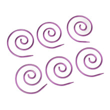 6 st spiralstickor i metall med kabelstickning, 4x3,6 cm, lila, multifunktionella