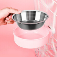 Hängender Futternapf aus Edelstahl, bruchsicher, für Katzen und Kaninchen, rosa