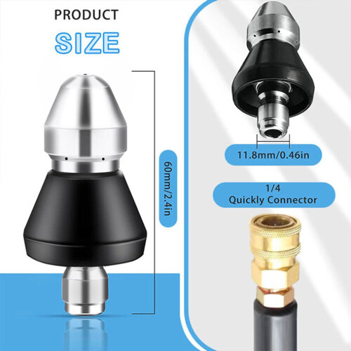 Buse de débouchage en acier inoxydable, 1/4
