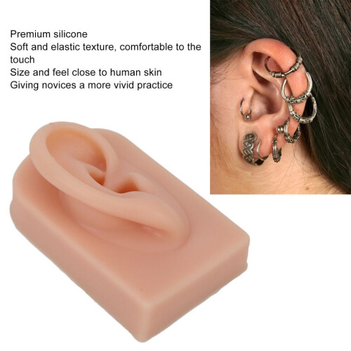 Silicone Right Ear Model for Piercing Practice & Earring Display – Dark, 8x5x3.7cm 2