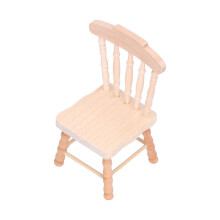 Mini silla de abedul para casa de muñecas (8 x 5,2 x 4,5 cm) para niños que juegan y decoran