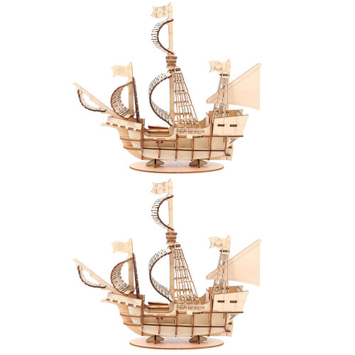 8Sets Retro Zeilboot Decor 3D Kits in Khaki Kleur