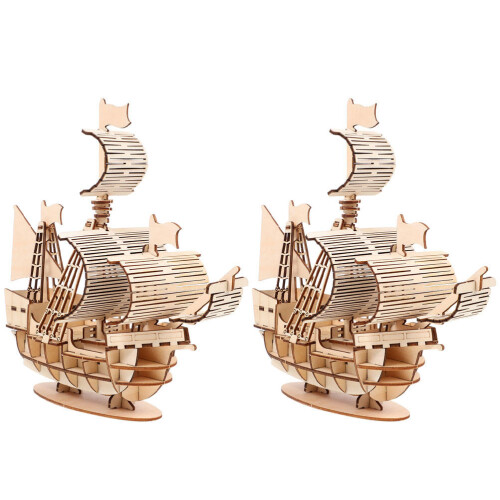 8Sets Retro Zeilboot Decor 3D Kits in Khaki Kleur 2