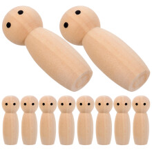10Stk Unlackierte Holz-Stockpuppen Diy Holz-Stockmenschen Mini Puppen