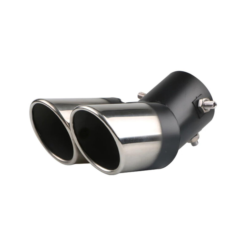 Tail Exhaust Pipe Stainless Steel Double Pipe Bevel Car End Pipe Bend Silver 9067246128067