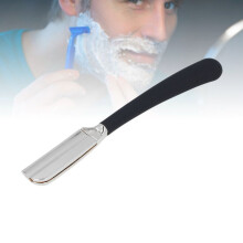 Houder voor baardtrimmer van zinklegering en siliconen, zilverkleurig, voor handmatig scheren.