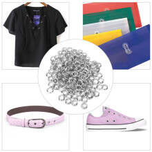 Kit versátil de ojales plateados de 8 mm para bolsos, zapatos y mochilas (100 juegos)