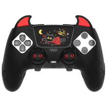 Silicone Case and Joystick Caps for PS5 DualSense Edge Controller - Little Demon Black