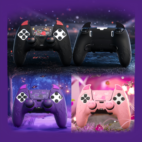 Silicone Case and Joystick Caps for PS5 DualSense Edge Controller - Little Demon Black 2