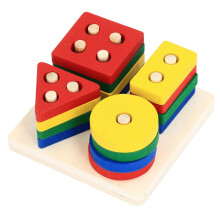 Lernspielzeug aus Holz für Kinder, geometrisches Muster, 12 Teile, 10 x 10 x 2 cm, Typ 1
