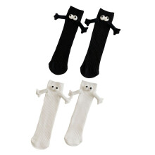 Chaussettes pour enfants à tenir la main, 2 paires, coton peigné noir et blanc, 80 g