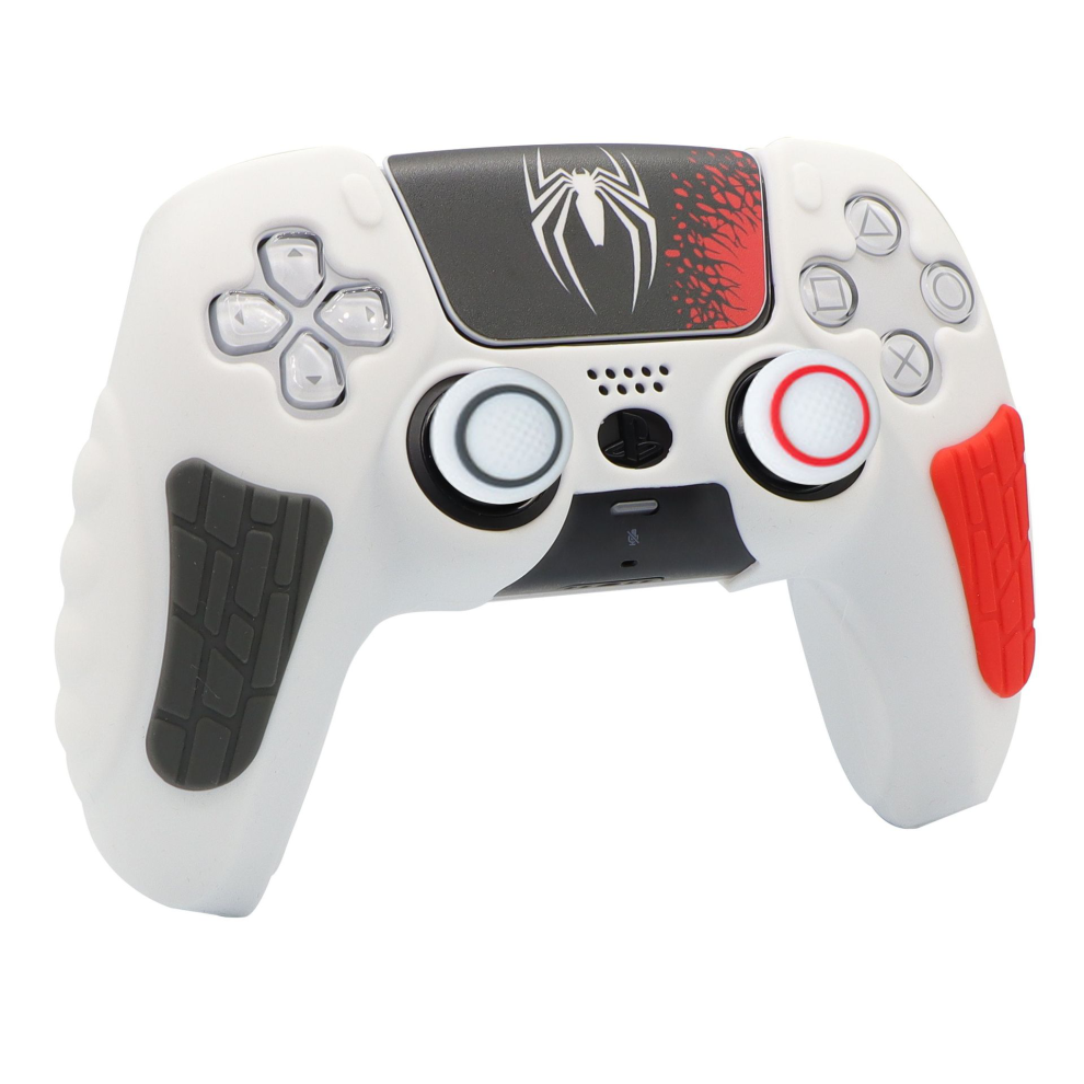 Silicone Case And Joystick Caps For Ps5 Dualsense Controller - Spider White 6925861120855