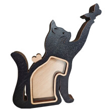 Solid Wood Pet Hair Memorial Keepsakes Box Handmade-cat style 1