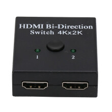 Bidirectionele 4K HDMI-switch/splitter, 2160p, 5,1 Gbps, ondersteunt kabels tot 25 meter.