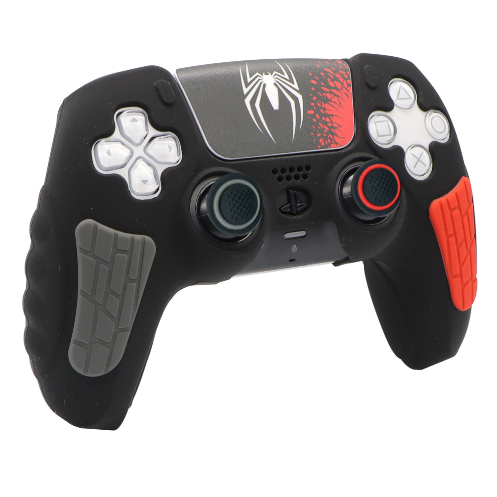 Silicone Case And Joystick Caps For Ps5 Dualsense Controller - Spider Black 6925861120831