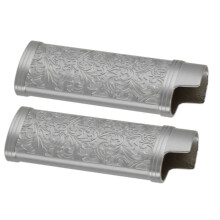 Gehäuse aus grauer Zinklegierung im Vintage-Blumenmuster für Feuerzeuge, 2er-Pack