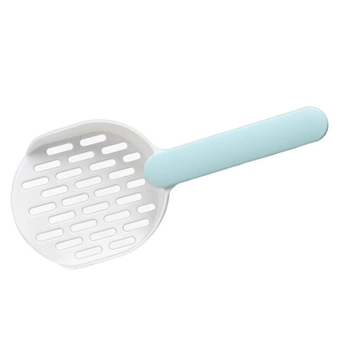 Cat Litter Scoop with Smoothing Handle, White & Blue, ABS Plastic