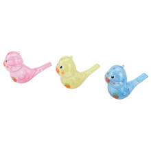 Transparant vogelvormig waterfluitje – Roze, blauw en geel ABS-geluidmaker