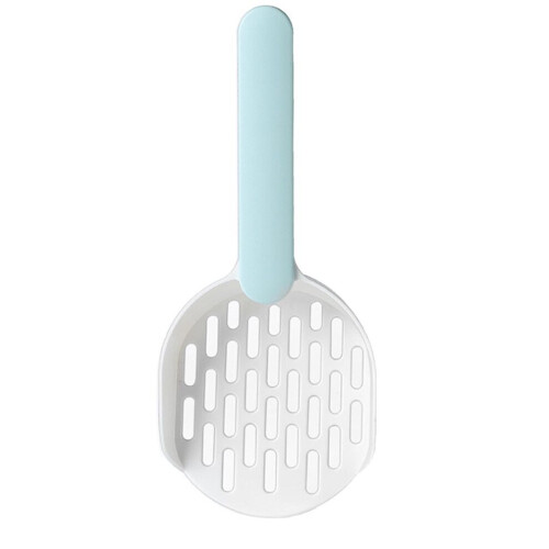 Cat Litter Scoop with Smoothing Handle, White & Blue, ABS Plastic 1
