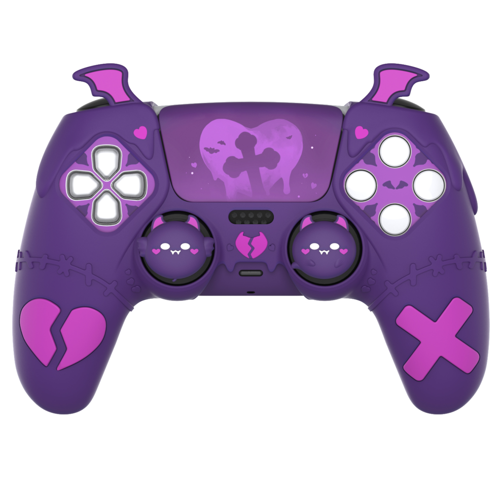 Silicone Case And Joystick Caps For Ps5 Dualsense Controller - Bat Purple 6925861120466