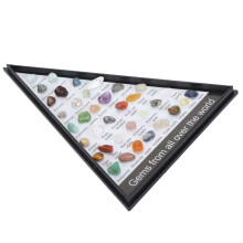 Mineralien-Sammelset für Kinder, enthält über 50 Steine und eine transparente Vitrine.