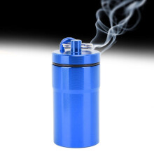 Wasserdichter, tragbarer Aschenbecher aus Aluminiumlegierung mit Deckel, blau, 68 mm