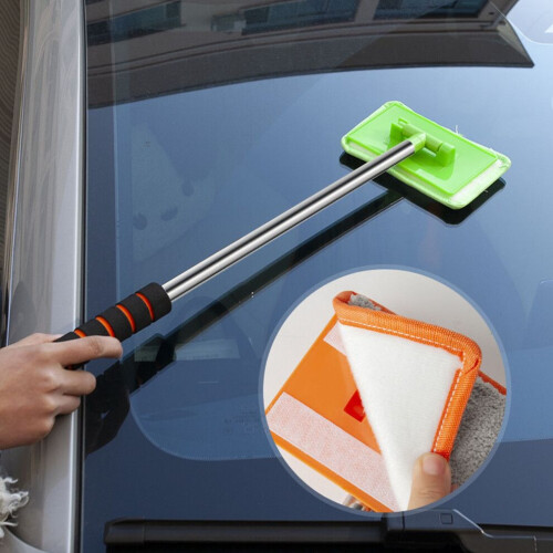 Microfiber Car Window Cleaner with Aluminum Handle - Retractable Design