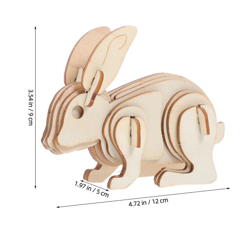 3St Beige 3D Dierpuzzel Konijn DIY Knutselmodel Voor Thuis 1