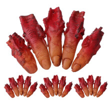 4 Sets Halloween Fake Bloody Severed Fingers - Plastic Scary Curved