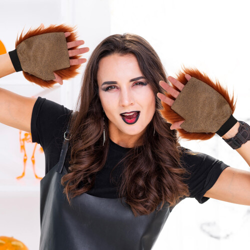 Paar Wolf Pfote Kunstfell Fingerlos Für Winter 2