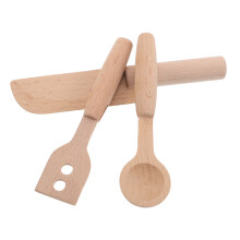 3Stk Holz Kochutensilien Für Kinder – Löffel Messer Backset