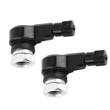 2 Stück 11,3 mm Universal-Motorrad-Aluminium-Rad-Reifenventilkappen 90 Grad Schwarz
