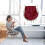 Thickened Eggshell Shape Swing Chair Cushion-Yellow 65X70X50cm 5