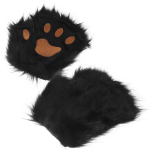A Pair Of Black Halloween Faux Paws Warm Half-Finger Gloves