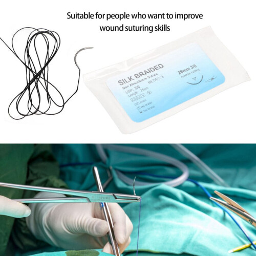 12pcs Suture Practice Threads in Individual Pack Silk Thread with Needle 2/0 2