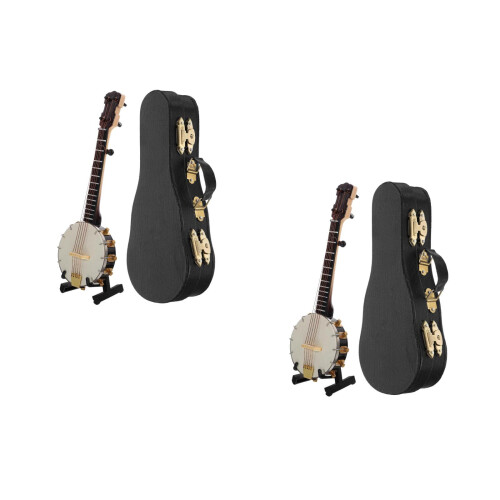 2 Sets Banjo Model Wood Instrument With Case Gift 1