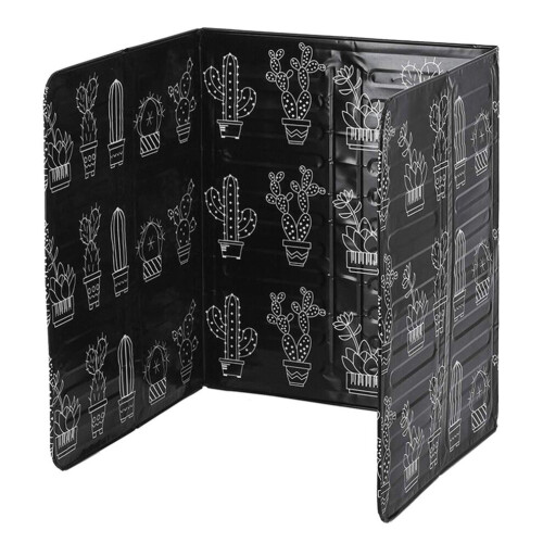 Protector contra salpicaduras de aceite de 3 paneles, aluminio, cactus negro, 84,5 cm de largo, plegable 1