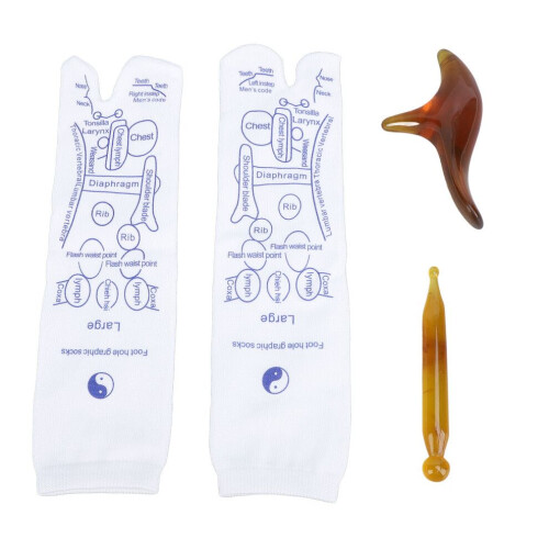 Reflexology Socks with Amber Trigger Point Massage Tools, Large Size 1